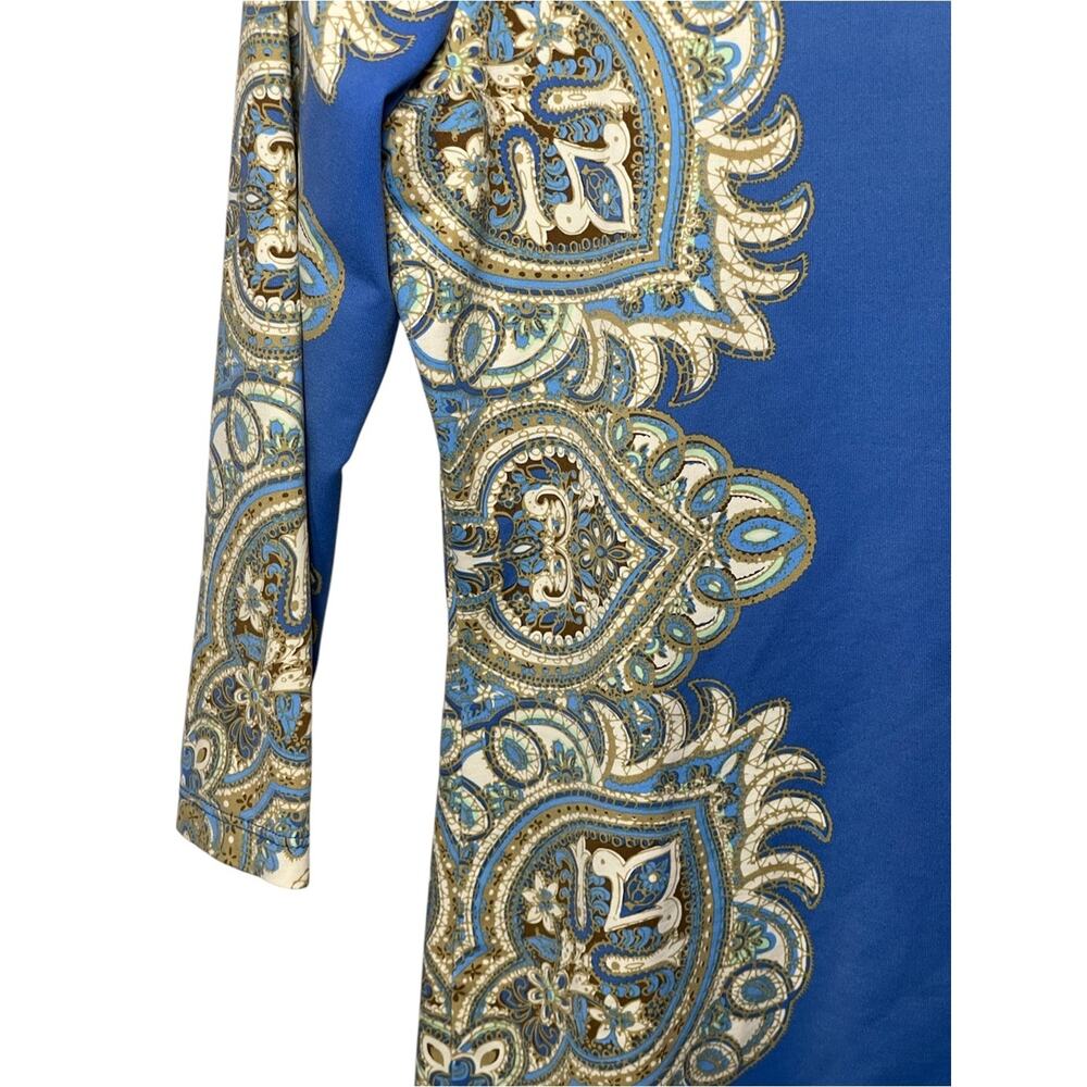 J.McLaughlin Blue Medallion Catalina Cloth 3/4 Sleeve Top Size S - Picture 4 of 7